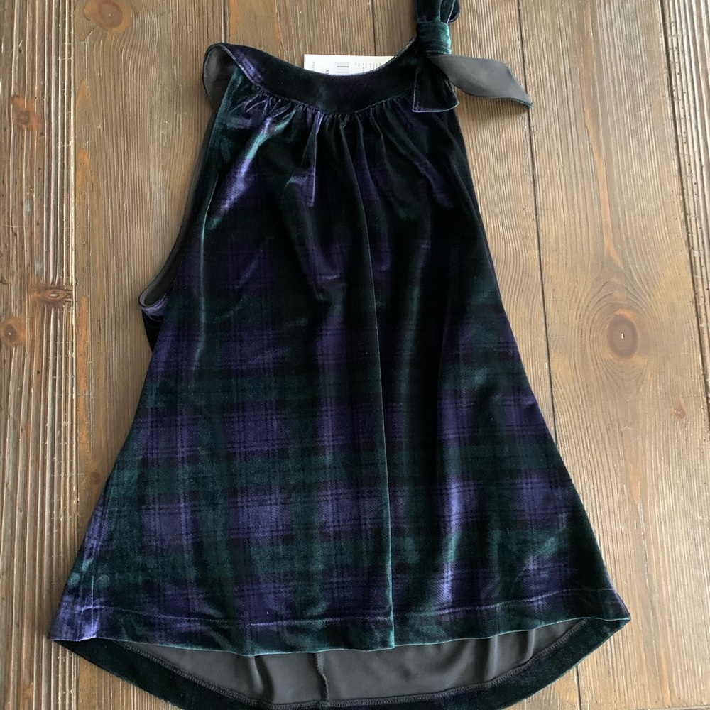 Vineyard Vines holiday plaid velvet top, XS